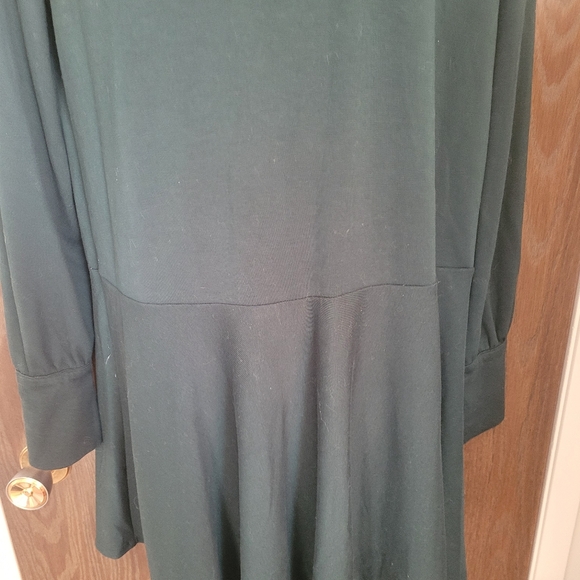 ZARA Ruffled Hem Bottle Green Dress Size L - Picture 6 of 7